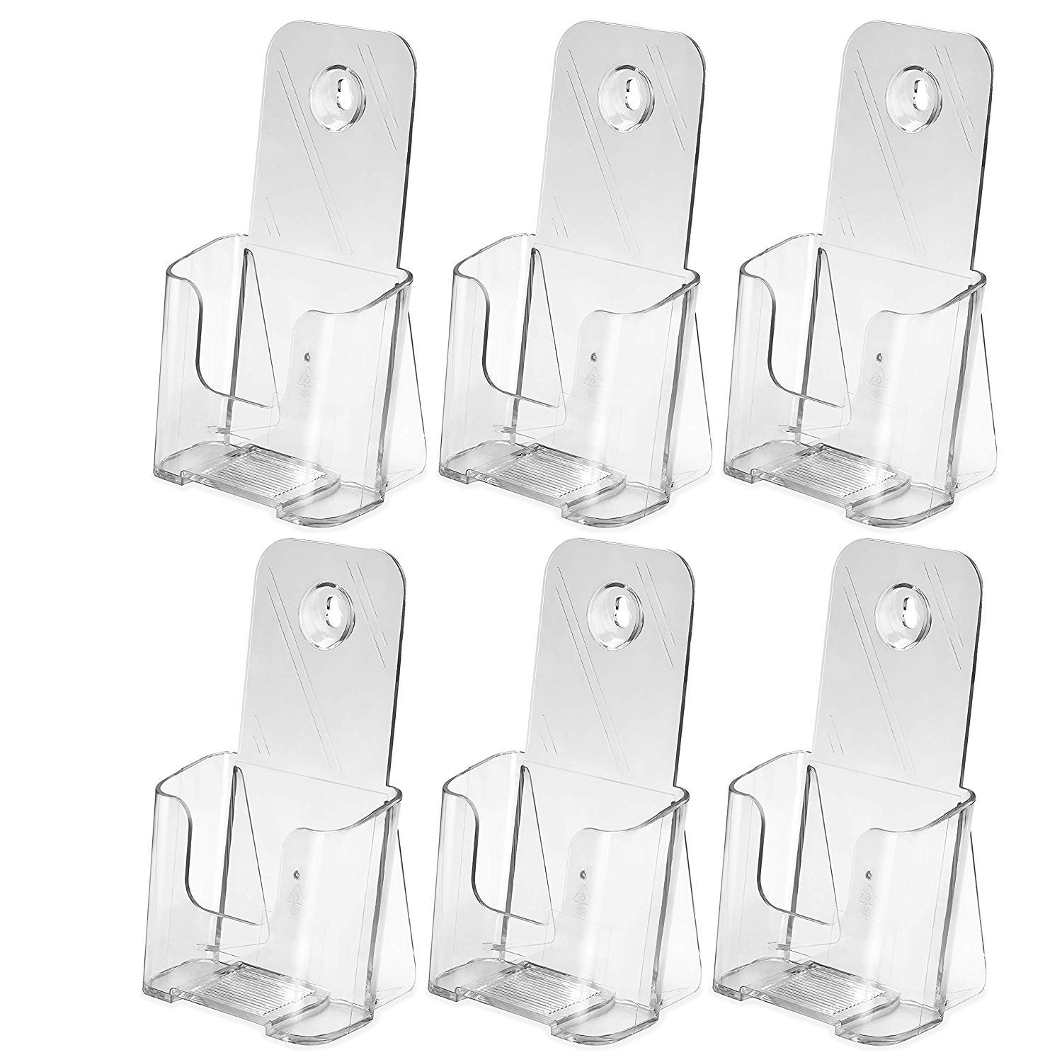 MaxGear 6 Pack Acrylic Brochure Holder, Trifold 4 inches Wide Pamphlet Holder Plastic Brochure Holder Wall Mount Clear Countertop Organizer Literature Holders Flyer Holder Plastic Display Stand