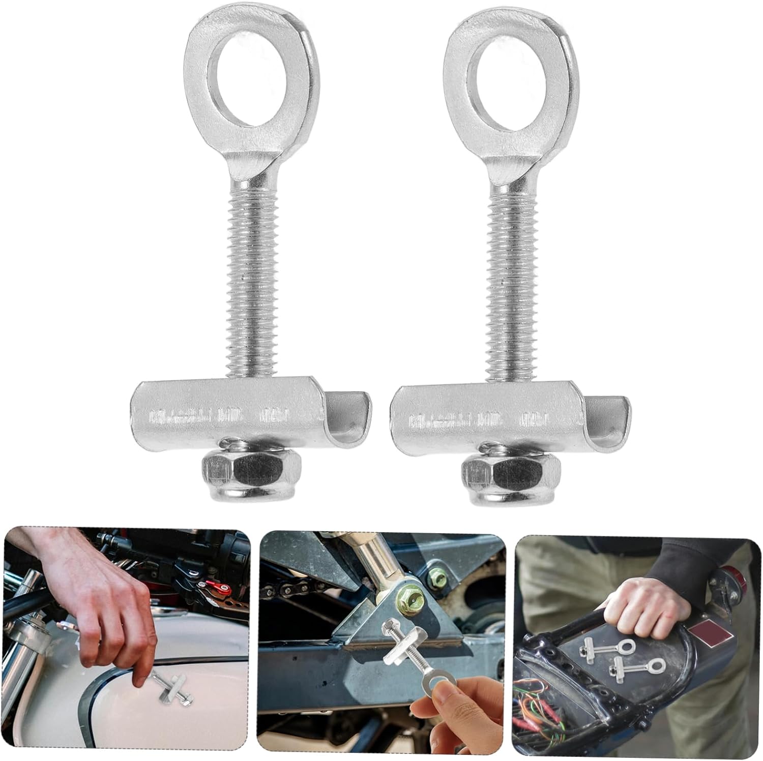 2Pcs Adjustable Chain Tensioners Motorcycle Chain Tools for Easy Tightening Compatible with Various Motorcycles and Bicycles Compact Design for Convenient Storage
