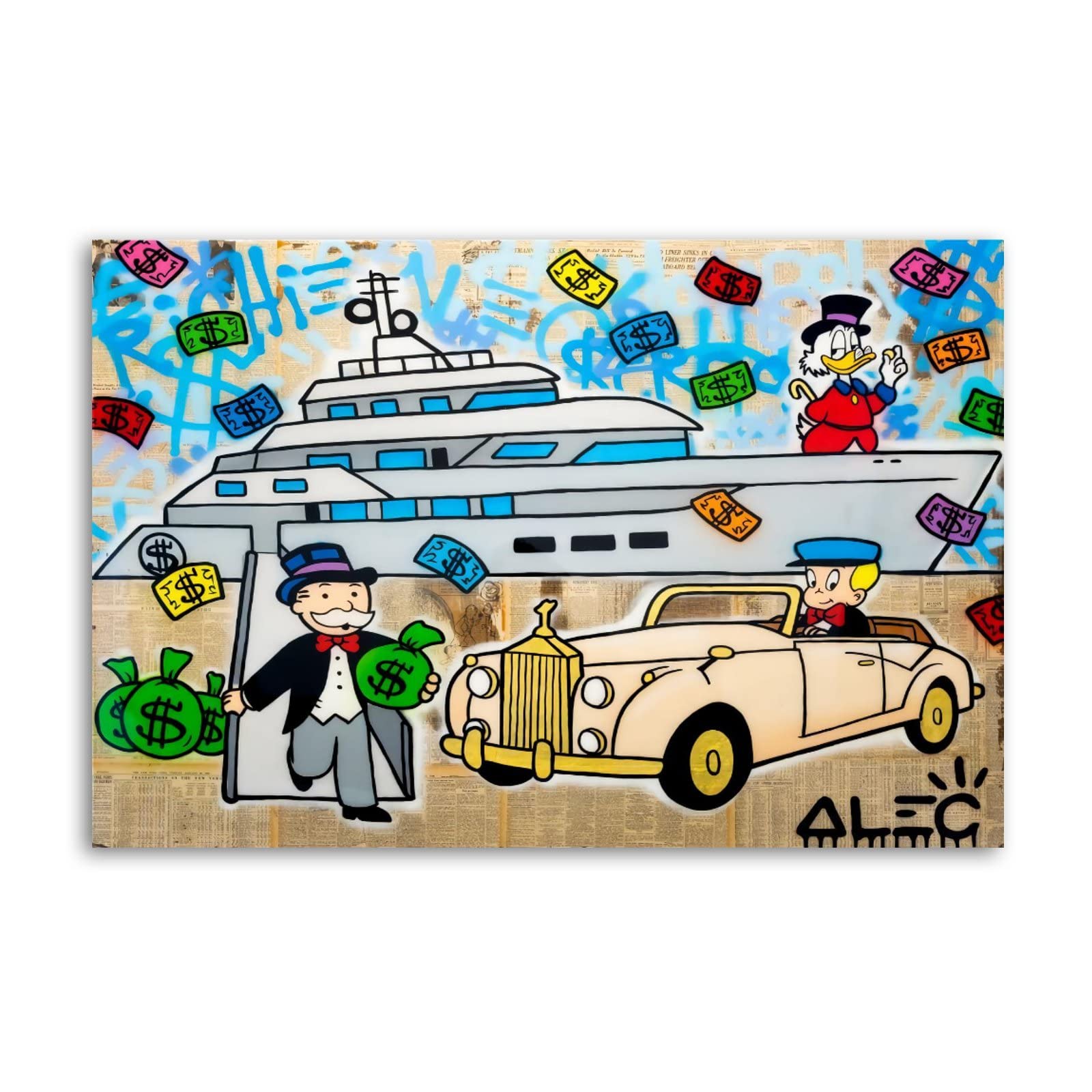 EWM ALEC Monopolys Yacht Rolls Canvas Art Poster and Wall Art Picture Print Modern Family Bedroom Decor Posters 16x24inch(40x60cm)