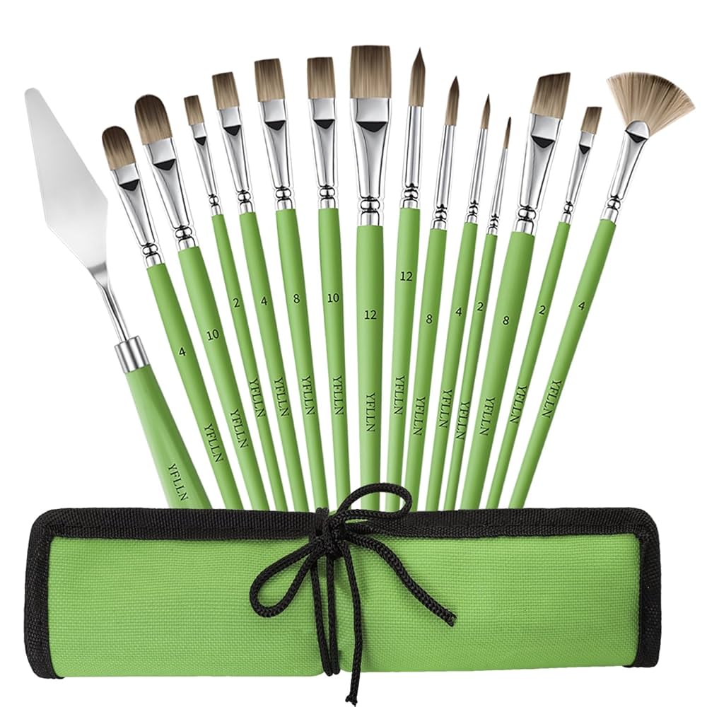 Amazon.com: Paint Brush Set, Professional Paint Brushes for Watercolor Painting, Acrylic, Gouache & Oil Painting - Detail Paint Brushes, Round, Flat, Cat's Tongue,Liner for Artists and Beginners(15pcs)
