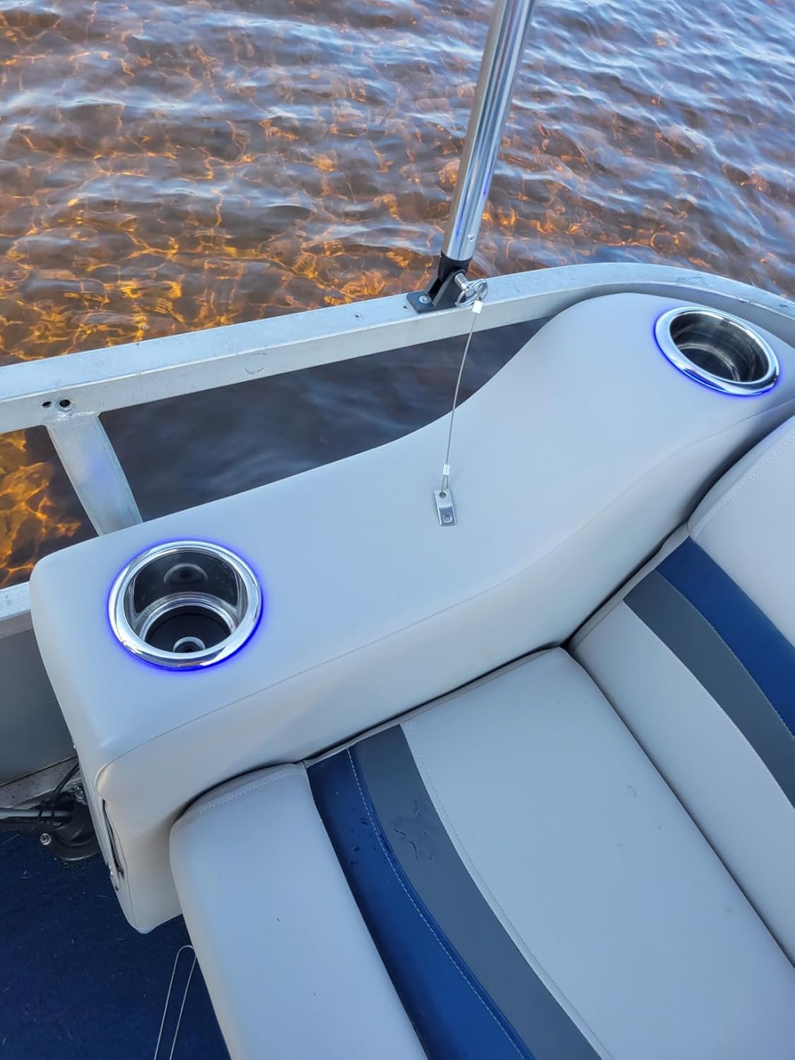 Young Marine Stainless Steel Cup Holder with Light and Drain for Boat, RV, Camper (Stainless Steel)