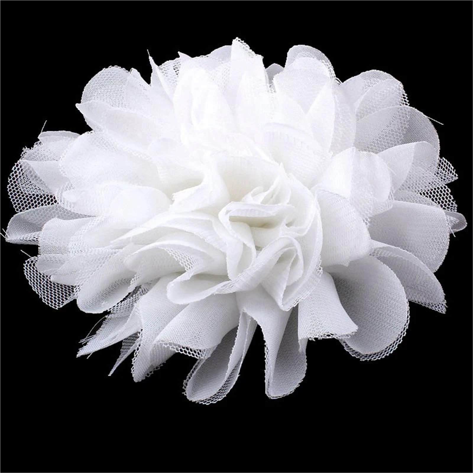Bügelflicken 12 cm schicke große Mesh-Tüll-Stoffblume for süße Pastellfarben, Flatback-Chiffon for Stirnbänder(120Pcs)