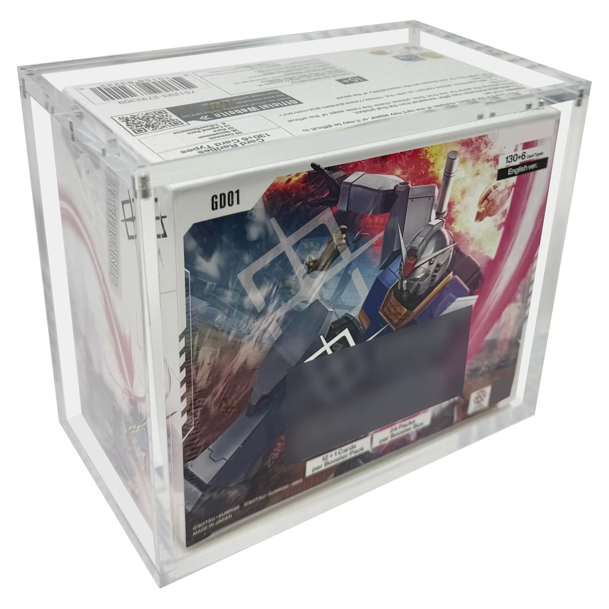 Acrylic Gundam Card Game Booster Box Case, exact product and packaging photograph