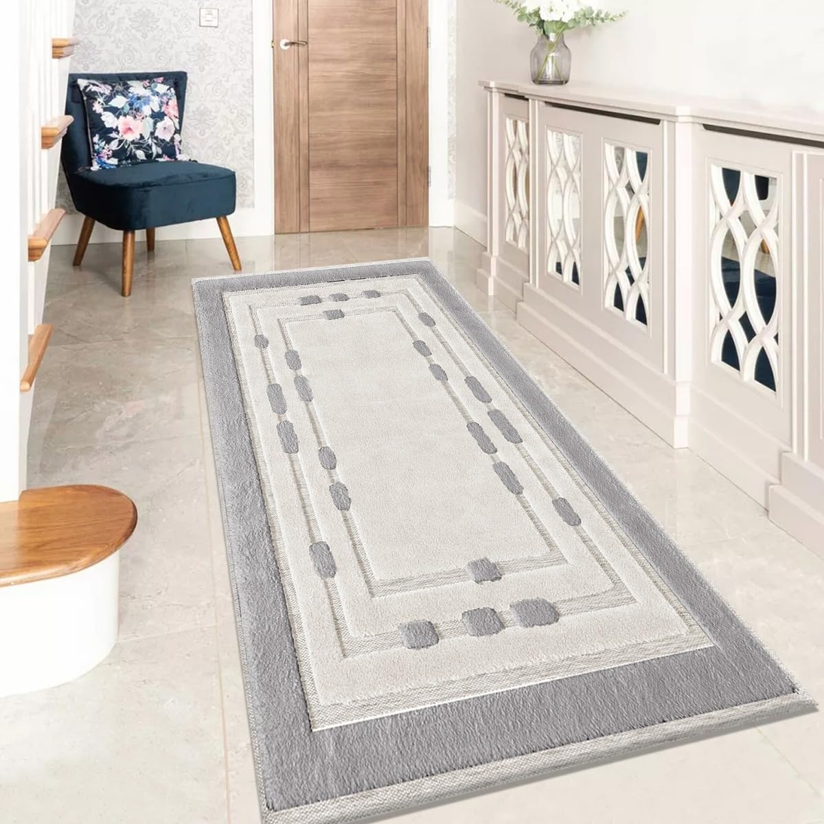 Rugs Inn Comfy Runner - Dense Pile Runner for Kitchen Bedroom Living Room - Super Soft Thick Plain Solid Colour Luxury Rugs for Hallways (Des3 Grey, 80 x 150 cm) — image 1