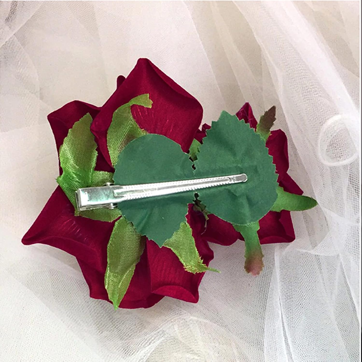 Flower Hair Combs, Rose Flower Bohemia Hairpin Bride Costume Hair Decor for Party Wedding Wine Red