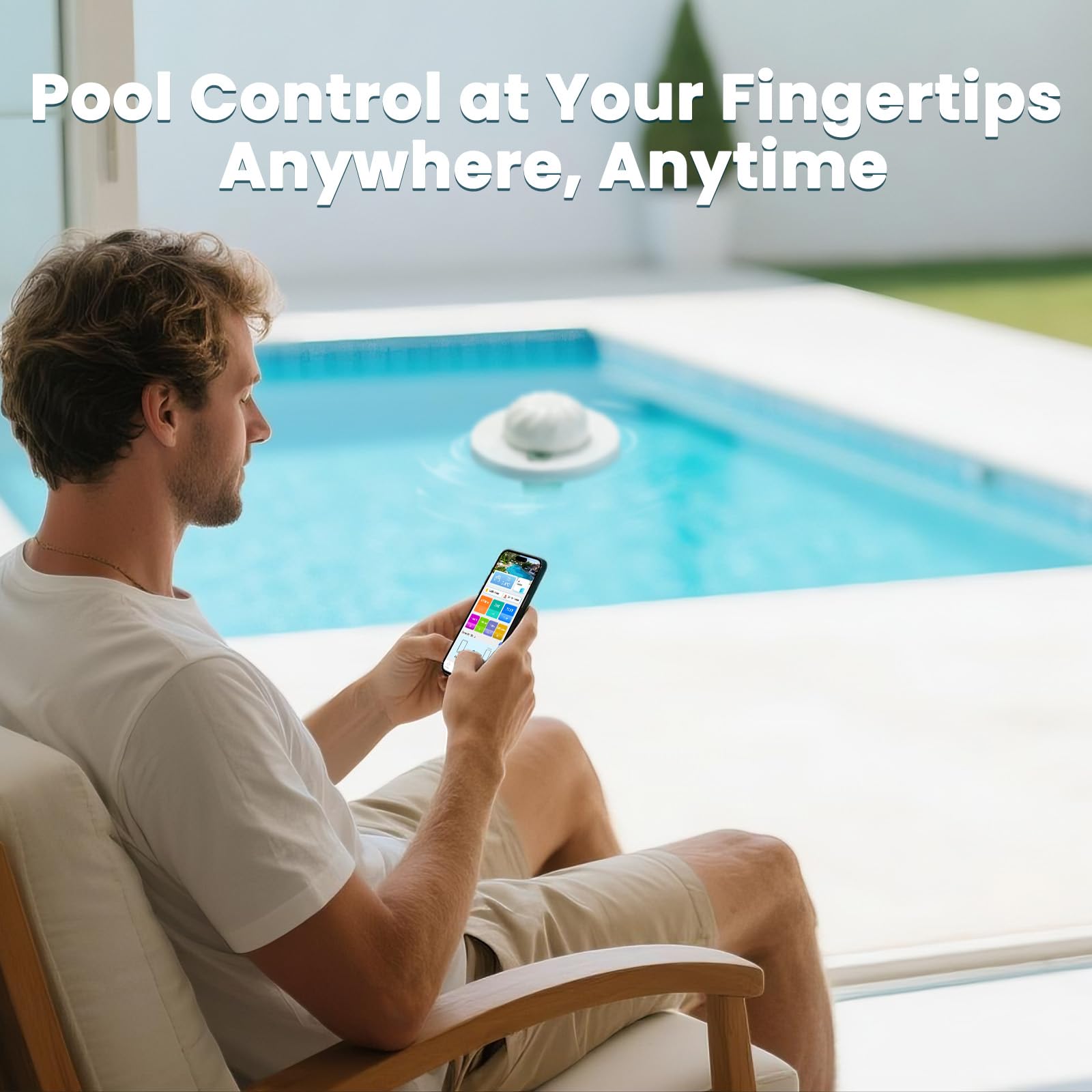 2026 Smart 7IN1 Pooltester Wiederaufladbar 5200 mAh mit WLAN & App,Wassertester für pH, Chlor, Salz, ORP, EC, TDS & Temp, Automatische Überwachung & Alarm für Pool, Whirlpool, Spa & Teich