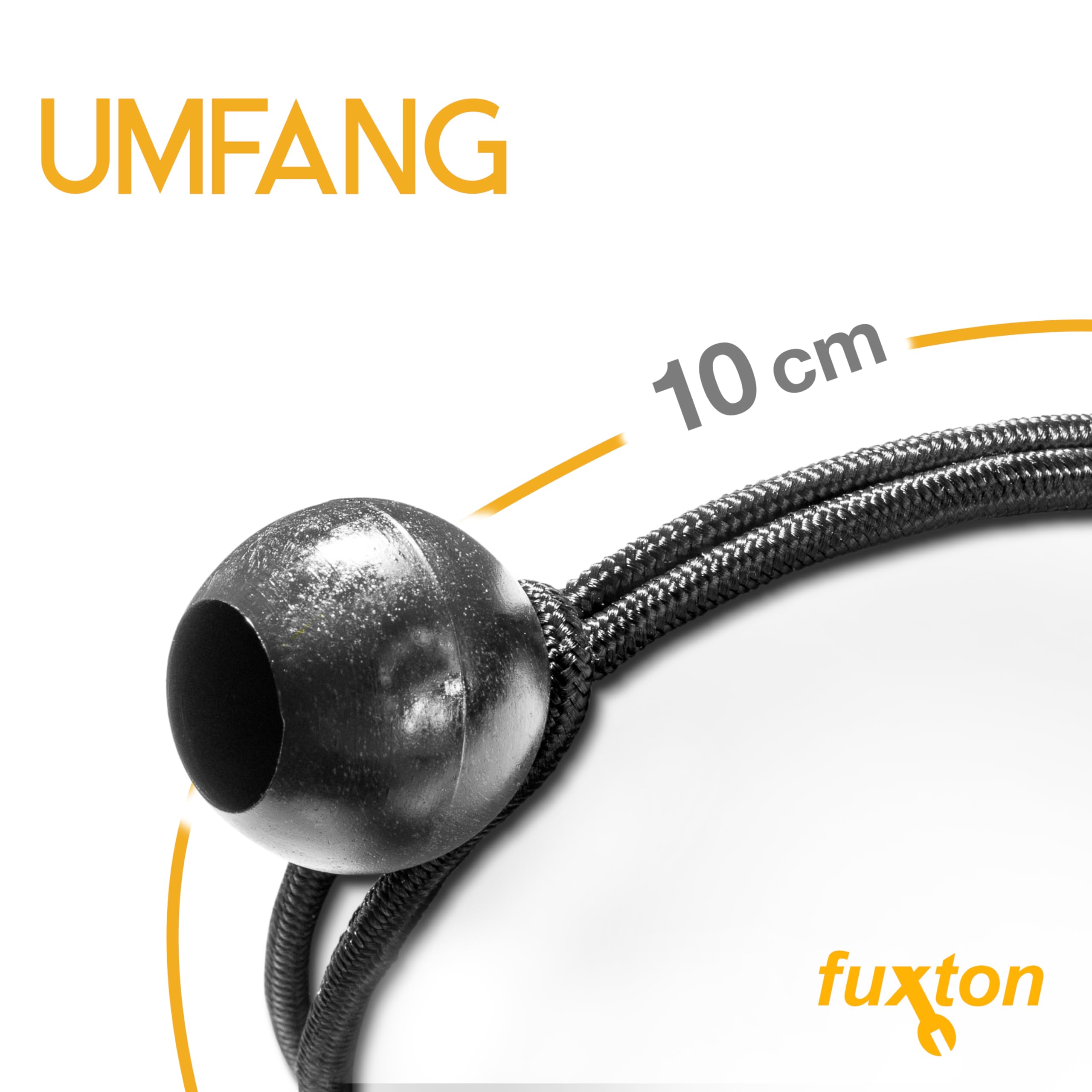 fuxton 100 Spanngummis mit Kugel, schwarz 21 cm für Zelte, Plakate, Schnellspanner, Expanderschlingen, Planenhalter, Planengummi, Zeltgummis