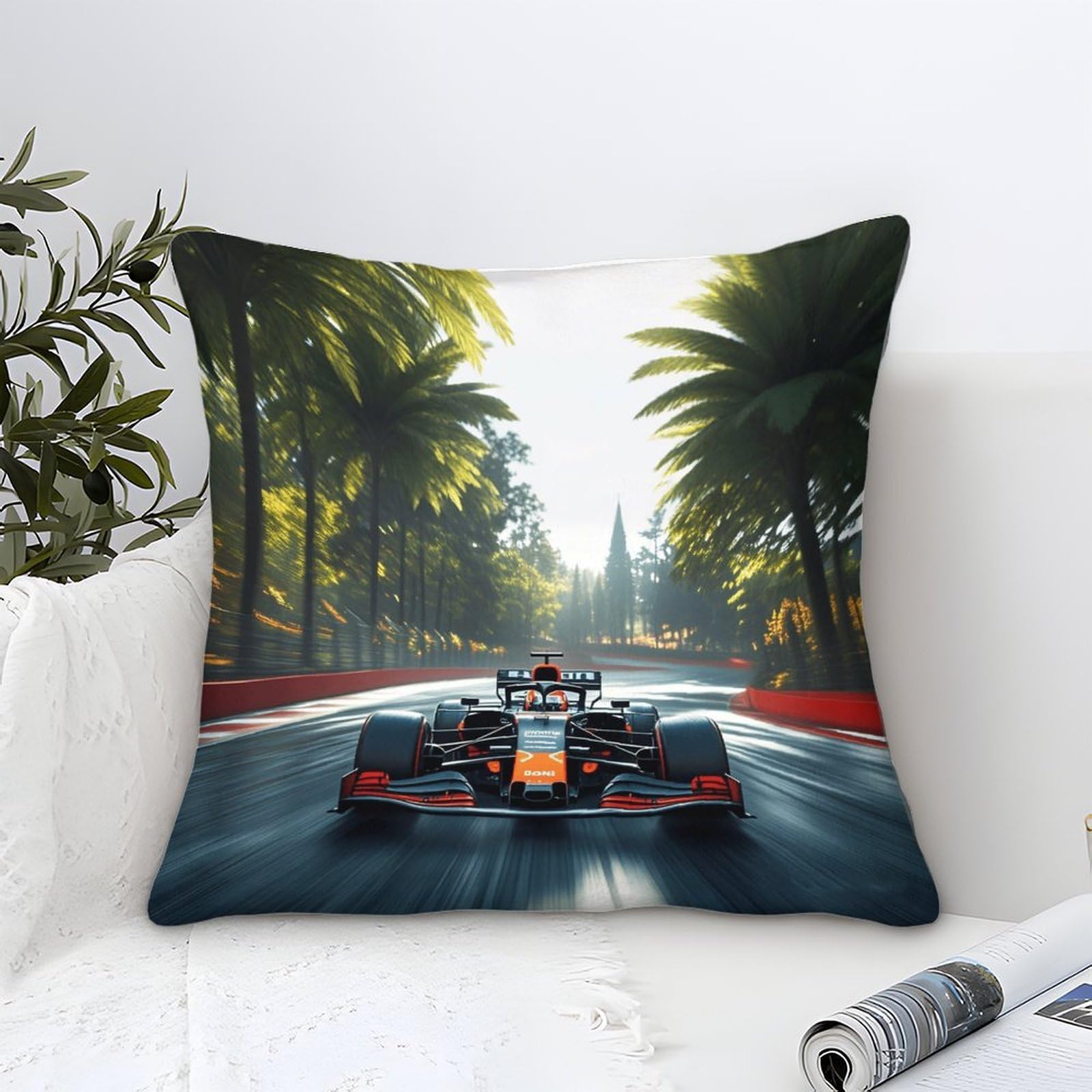3U6C4M9K Decorative Microfiber 40x40cm Cushion Covers 40x40cm, Rectangular Racing Car Throw Pillow Covers for Garden Patio Living Room Couch Sofa