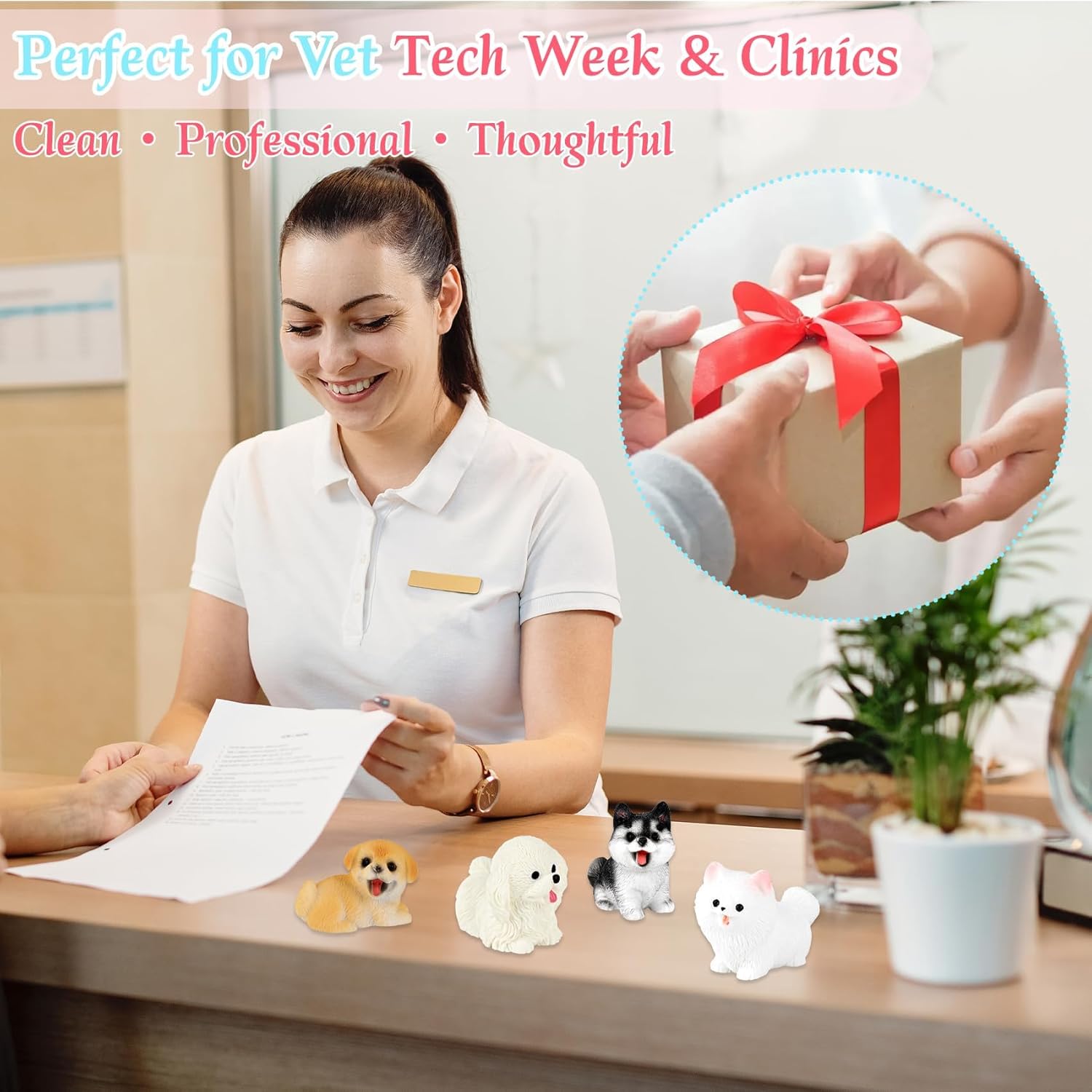 78 Pcs Positive Dog Gifts Bulk, Mini Resin Dog Figurines Employee Appreciation Gifts Box Breathing Gift Bulk for Coworker Team Desk Pets Thank You Teacher Dog Ornaments with Cheer up Card Box
