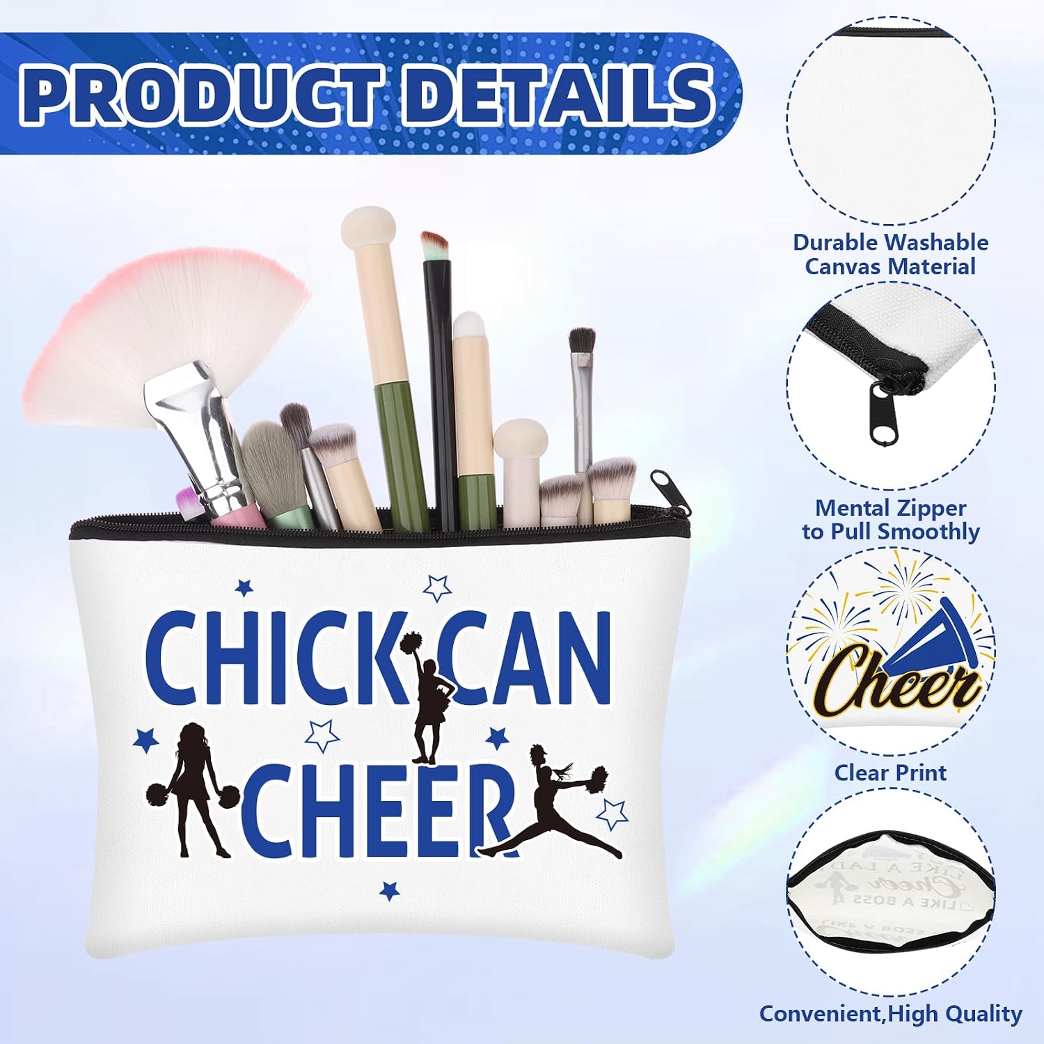 40 Pcs Cheerleader Gifts Cheer Gifts Bulk Makeup Bags with Compact Mirrors image 4