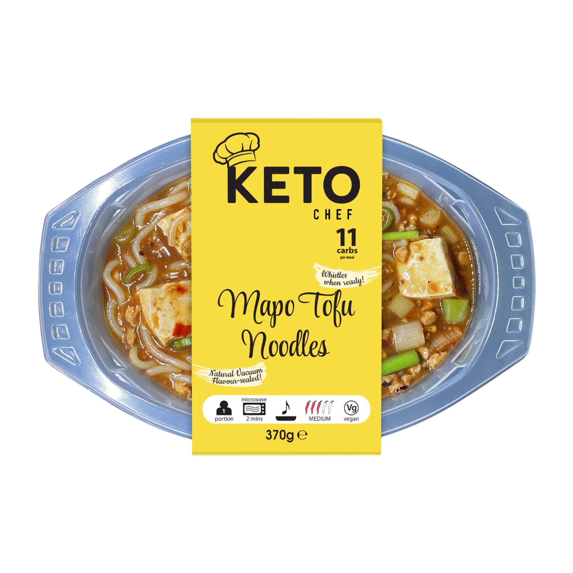 Keto Chef Mapo Tofu Noodles - Vegan Friendly, Made from Organic Konjac Flour, Instant Microwave Meal, Suitable for Vegan Diet, | Ready to Eat (370g) Pack of 4