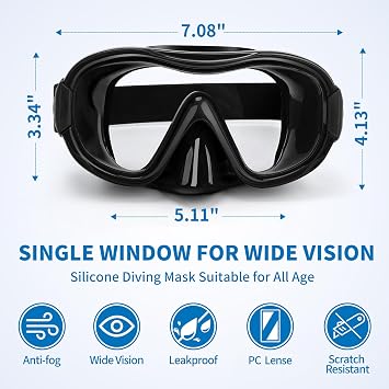 Knitted Adjustable Strap Dive Mask - Ultra-Comfort Panoramic Goggles for Scuba & Snorkeling