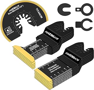 12 PCS Titanium Oscillating Saw Blades Metal Cutting, Oscillating Multitool Blades for Metal Nails Hard Material and Wood Plastic, Multi Tool Blades Kits Fit Dewalt Bosch Worx Ryobi Milwaukee