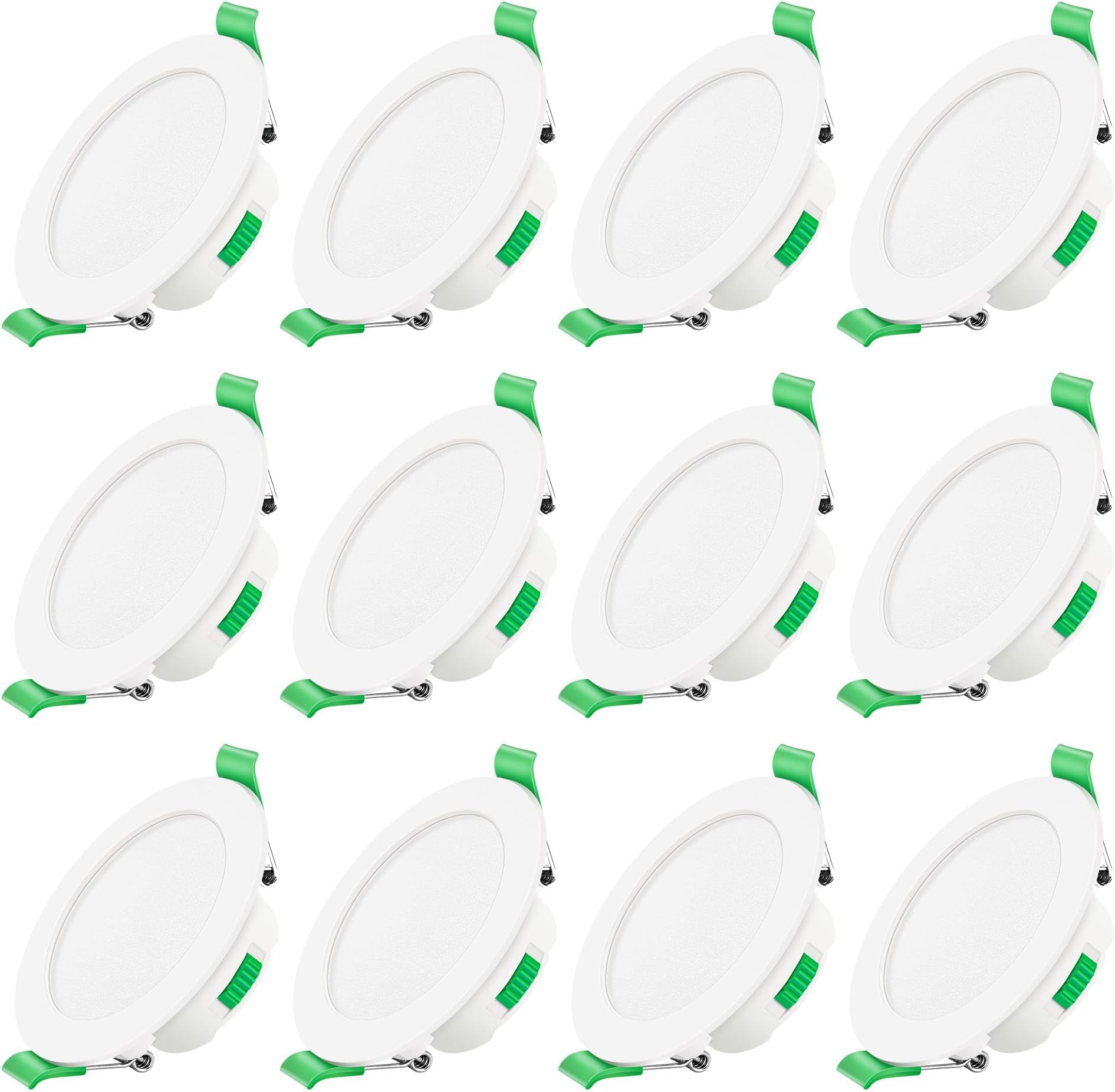 ALUSSO LED Recessed Spotlight Extra Flat Dimmable 230 V 7 W Ceiling Spotlights Warm White 3000 K Neutral White 4000 K Cool White 6500 K Adjustable Waterproof IP44 for Bathroom, Pack of 12