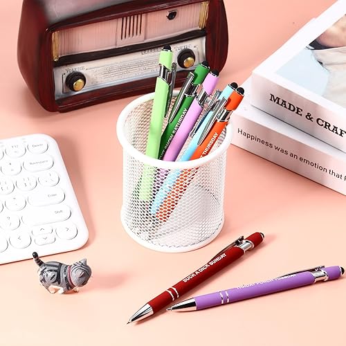 Miniatura 7 de Juego de 7 bolígrafos divertidos para el día a día, bolígrafos de metal de 0.020in, bolígrafos de tinta negra, bolígrafos de palabras para el día de