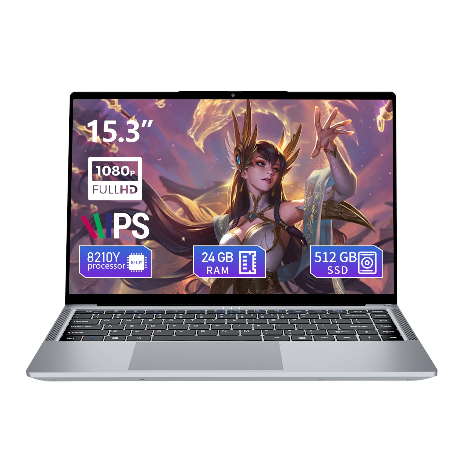 2025 Gaming Laptop,15.3 Inch Laptop,FHD IPS 1200p Screen,Gaming Laptop i5-8210Y(Up to 3.6GHz) for 24GB RAM 512GB SSD,180 Angle Open WiFi 5 HDMI UHD Graphics Traditional Laptops