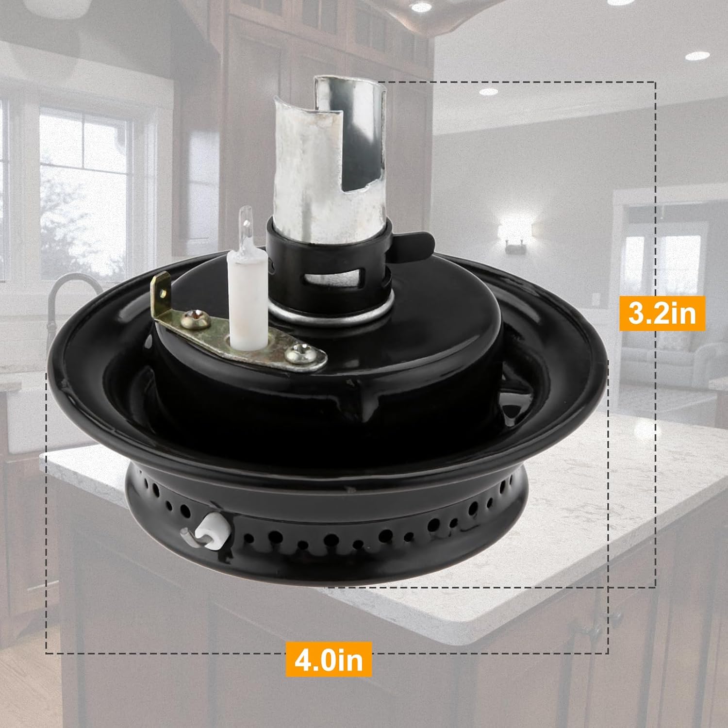 3412D024-09 Gas Range Sealed Burner Head with Igniter, Replace 12500050 3412D018-09 74003963, Replacement for Magic Chef, Maytag, Whirlpool, Kitchen Aid, Kenmore (Pack of 4)