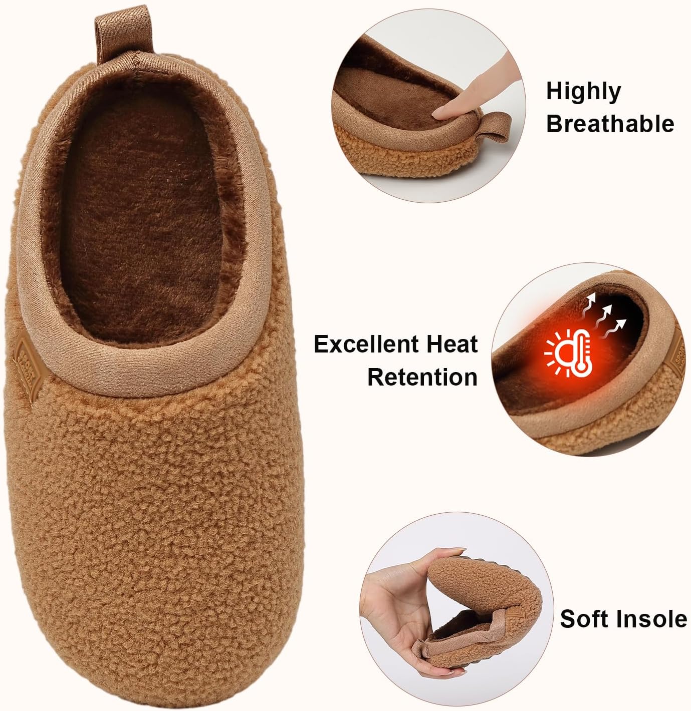 Plush Fuzzy Slip on Indoor Slippers Women's Thermal Slippers with Faux Fur Lining Soft Comfy Memory Foam Non-slip House Shoes - Image 4