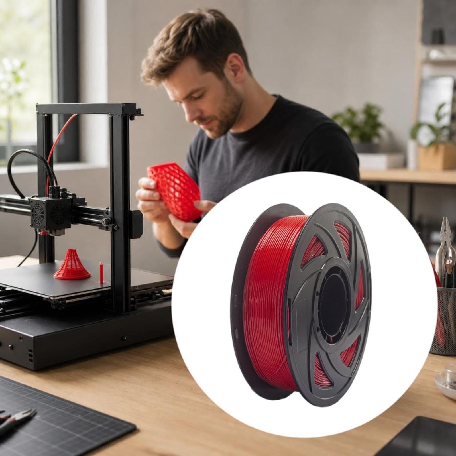 Filamento para Impresora 3D, Resistente, Accesorios Profesionales, Suministros, Resistente al Desgaste, Alta precisión, sin, Rojo
