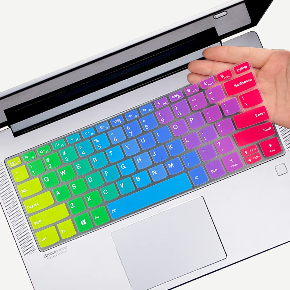Keyboard Cover for Lenovo Flex 5 5i 14" 2-in-1 Laptop, Lenovo Yoga 5i 7i 9i 2-in-1 14", ideapad 5/5 Pro 14", ideapad Slim 7 9 14"/Idepad S540 14/ThinkBook 14 14S G2 G3 Yoga, Rainbow