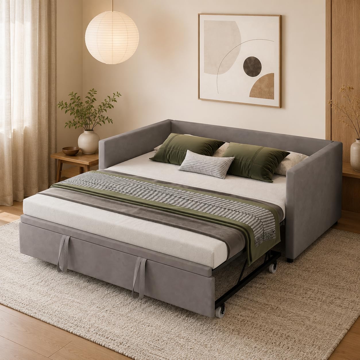 Tagesbett Ausziehbar Schlafsofa 90/180x200, Schlafsofa,schlafcouch mit Lattenrost, Schlafcouch ausziehbar,Ausziehbett, Bettsofa,Polsterbett Multifunktionsbett aus Veloursstoff