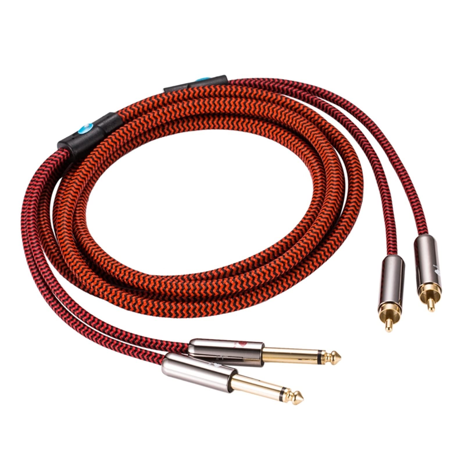 Audiokabel Dual 6,35 mm auf Dual Cinch, kompatibel mit Mischpultverstärker, 2 x Cinch auf 2 x 6,35 mm Klinke, Abschirmkabel, 1 m, 2 m, 3 m, 5 m, 8 m, 10 m(Blu,3meter)