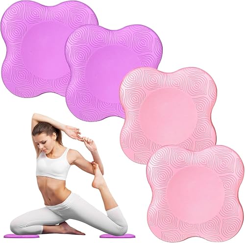 Yoga Knee Pad Cushions, Non-Slip Support Pads for Knees, Elbows and Wrists, Soft Foam, Pink and Purple, 2 Pack