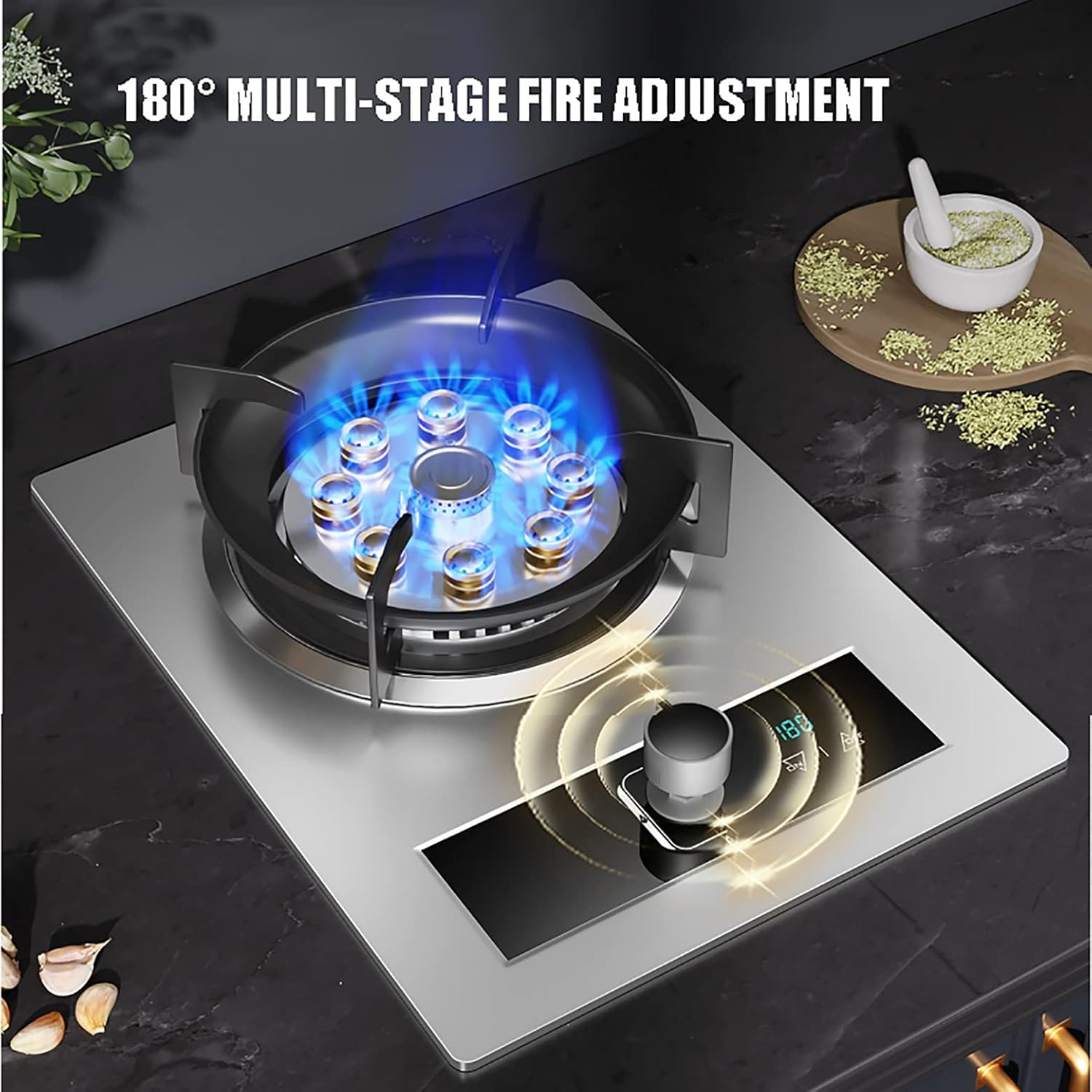 Burner Gas Cooker gas hob Built-in Hob, Table Top Cooking, Natural Gas/Propane,black Tempered Glass Hot Plate For Warming, Boiling, Frying, Simmering(LPG)