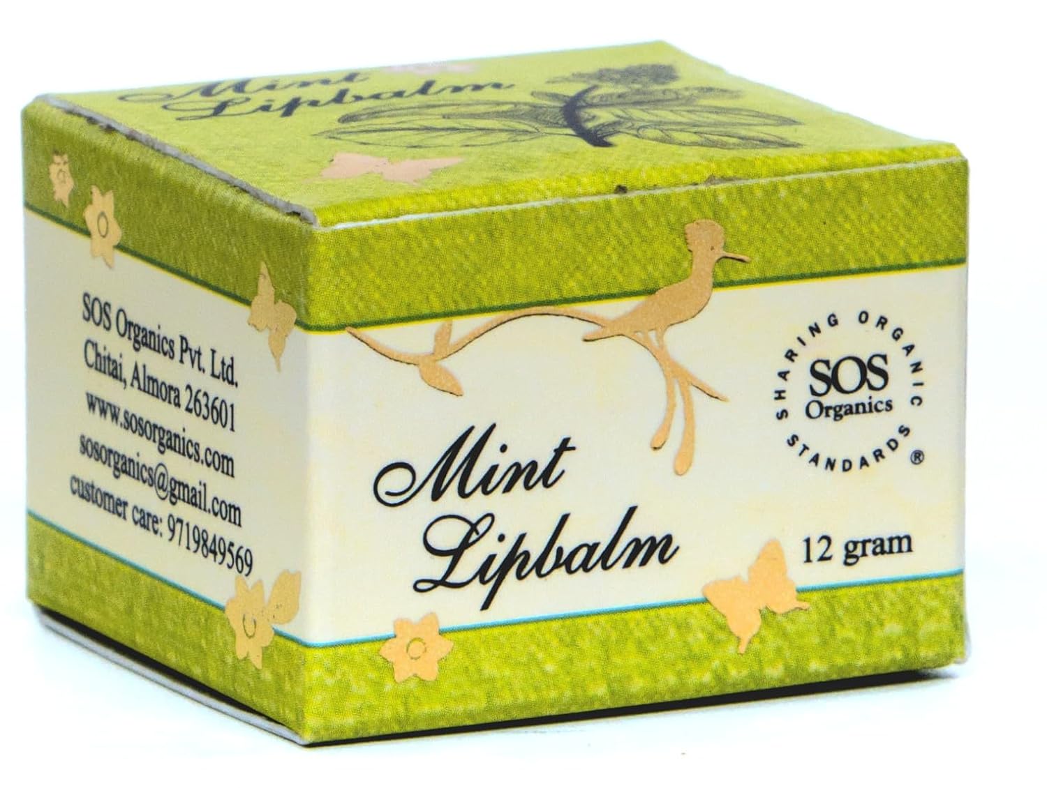 SOS Organics Mint Lip Balm, 12 gram