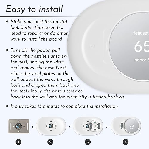 Miniatura 6 de Nest - Accesorios para termostato – Cubierta de placa de pared para hogar inteligente, compatible con termostato Google Nest 2020 – Kit de recorte,
