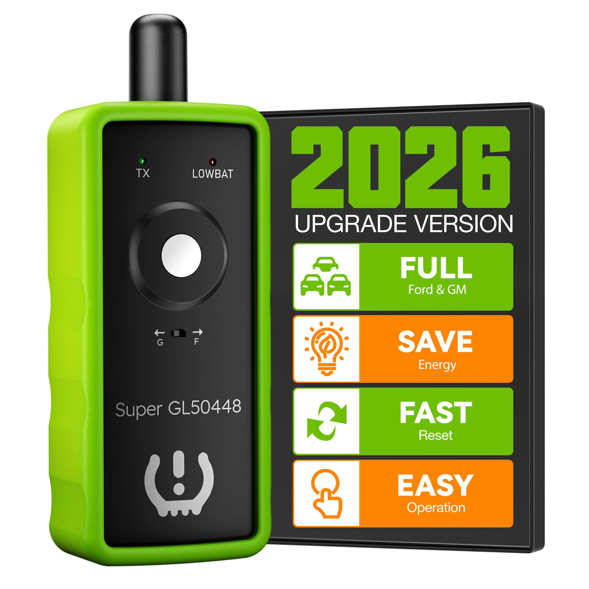 VXDAS 2023 2IN1 TPMS Reset Tool Super GL50448 Tire Pressure Monitor Sensor Relearn for GM & Ford - User-Friendly & Efficient TPMS Resetting (Green)-image-17