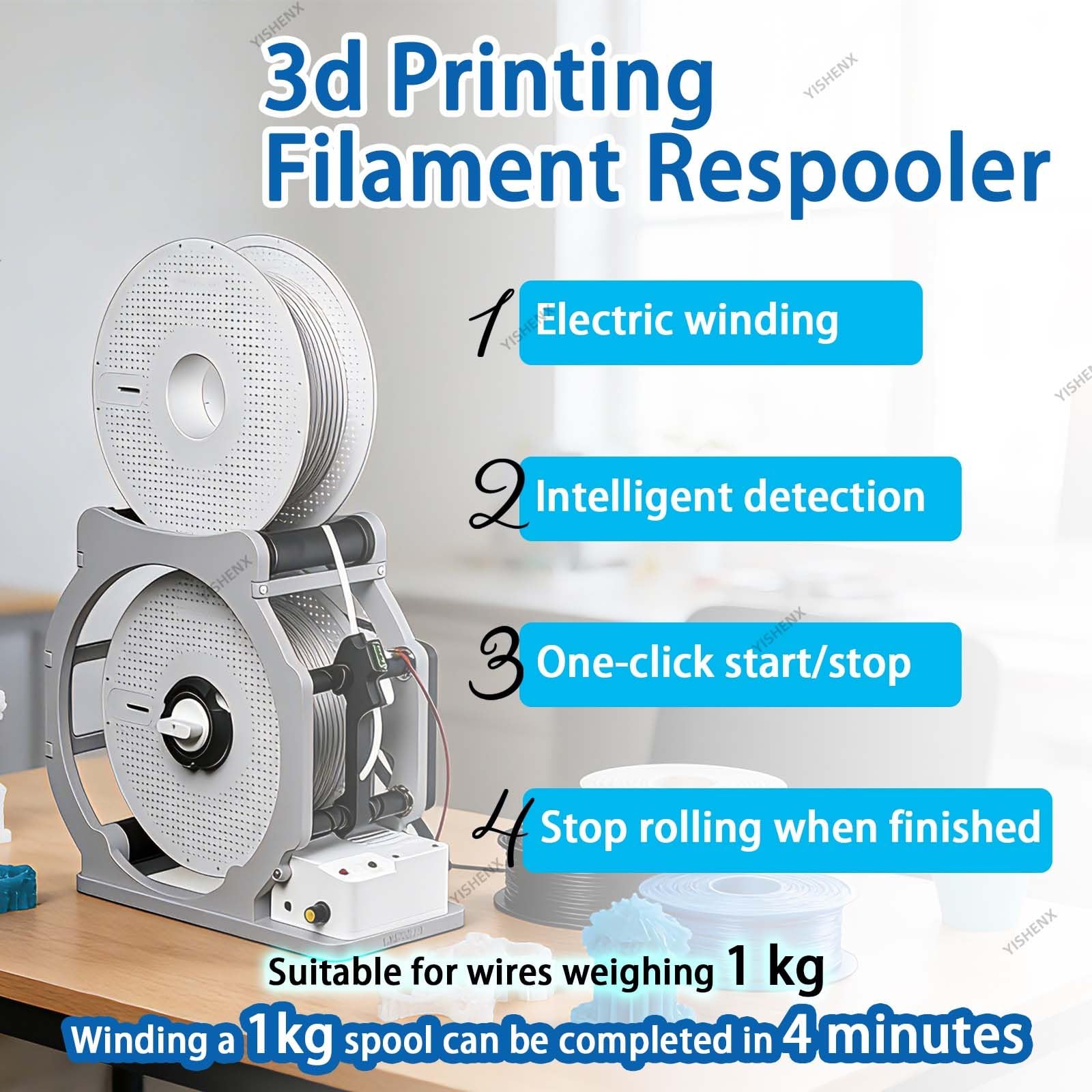 Automatyczna Nawijarka Filamentów Do Druku 3D, Inteligentna Szpula Na Materiały Eksploatacyjne, Regulowana Prędkość, Pojemność Szpuli: 1 Kg, Takich Jak Pla/Abs/Petg