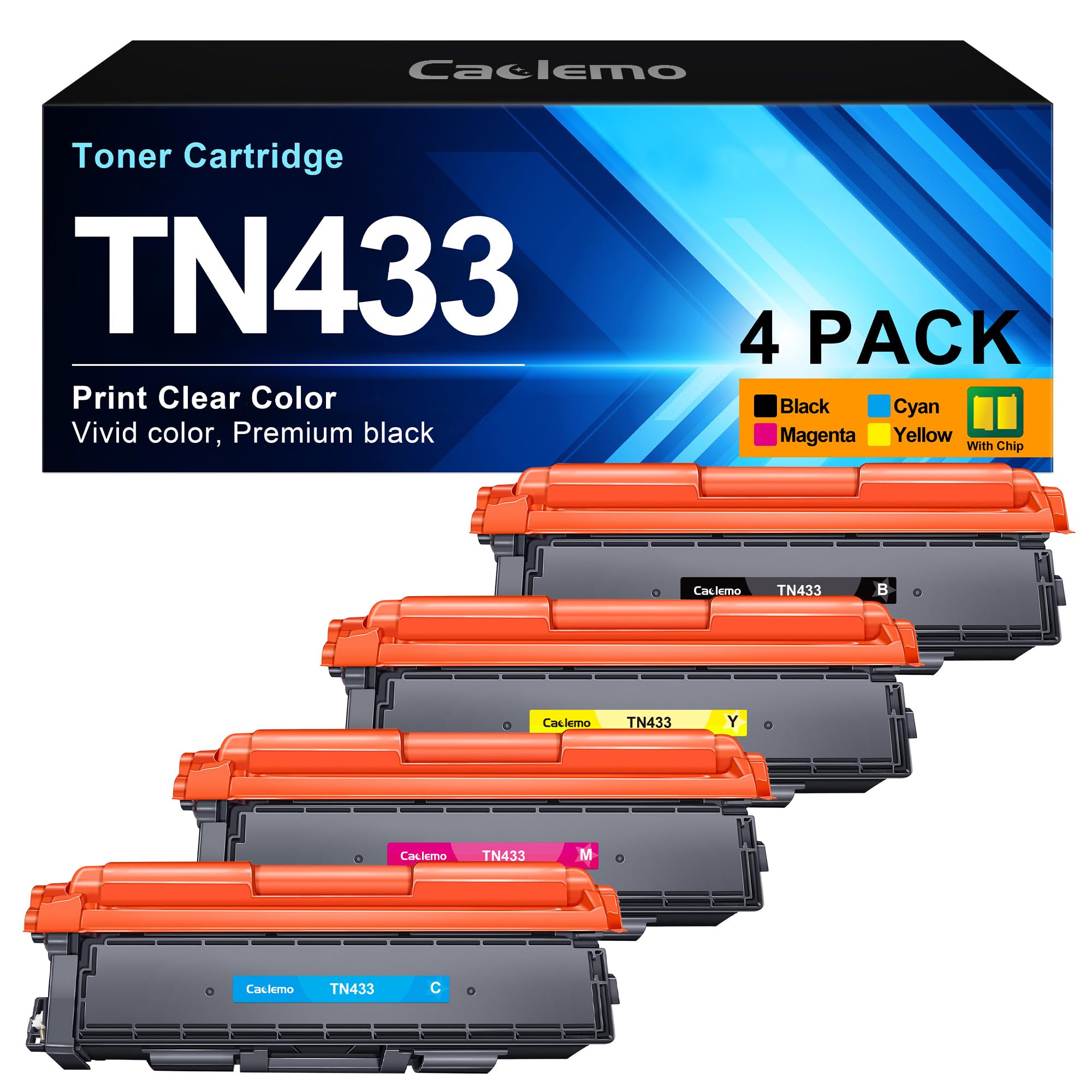 Compatible Brother Tn433 Toner Cartridge Set, High Yield - (Replaces Brother Tn431 & Tn436 Toner Cartridges) 4-Pack - View #4