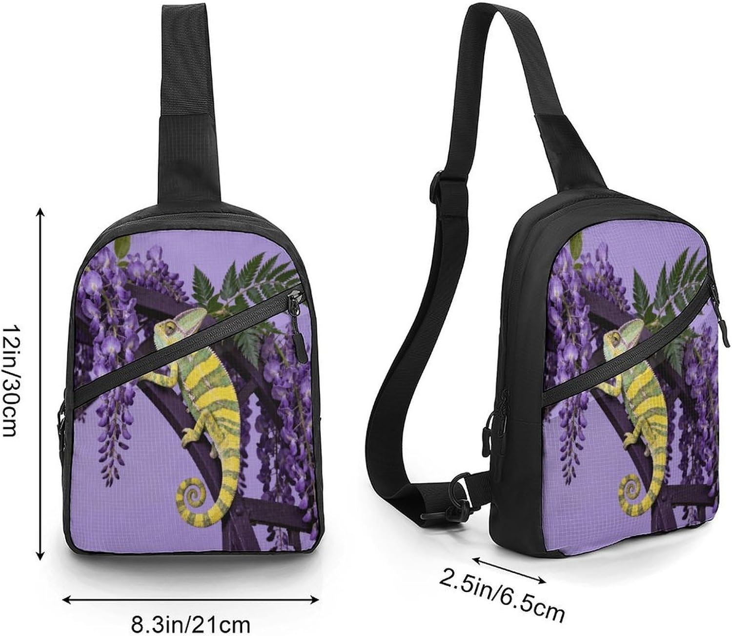 Chameleon on Wisteria Crossbody Backpack Sling Bag
