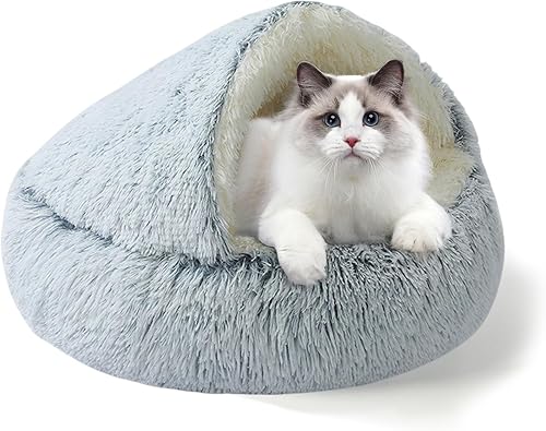 YUDANSI Camas relajantes para gatos de interior  Cama pequeña lavable para gatos de 20 x 20 pulgadas, soporte integrado, estable y no colapsada,