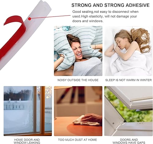 Miniatura 7 de Burlete de goma para puerta, parte trasera autoadhesiva en forma de D, para aislamiento de marco de puerta, fácil de cortar a tamaño (20 pies,