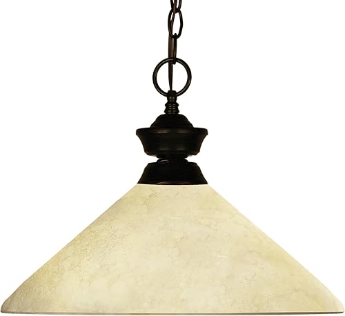 Z-Lite 100701BRZ-AGM14 ChanceBourbon One Light colgante, marco de acero, acabado de bronce y sombra moteado dorado de material de vidrio