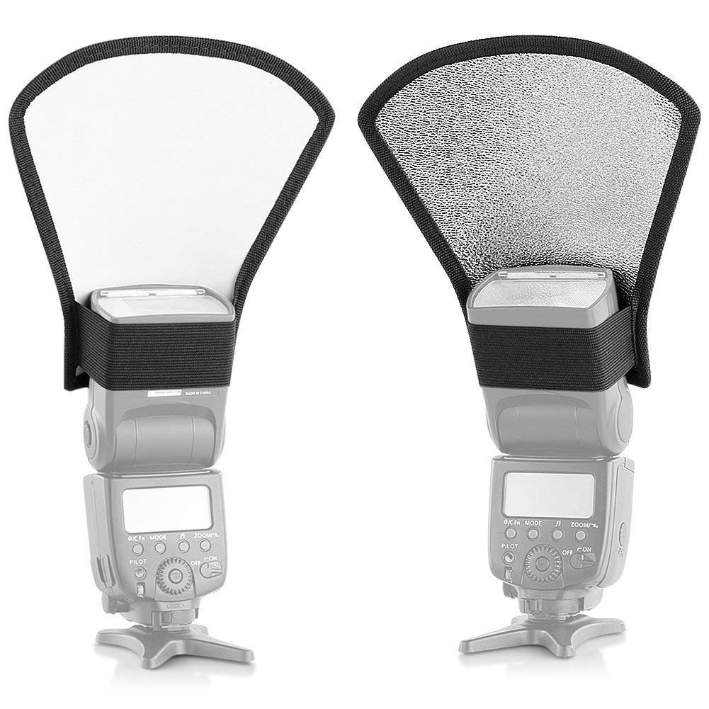 Riflettore RV recto-verso per Flash Cobra Argentato e Bianco - Compatibile con tutte le marche - Adaptout marca francese
