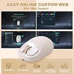 YUNZll C1 Souris sans fil en silicone, Tri-mode 2.4G/USB-C/Bluetooth, 4800 Suivi optique DPl, 6 Niveaux de réglage, Personnaliser les souris pour ordinateur portable, ordinateur, iPad, MacBook (Béige) 6-Level DPI,Jusqu'à 4800,Suivi optique,500mAh Batterie 2.4G/USB-C/BT,C