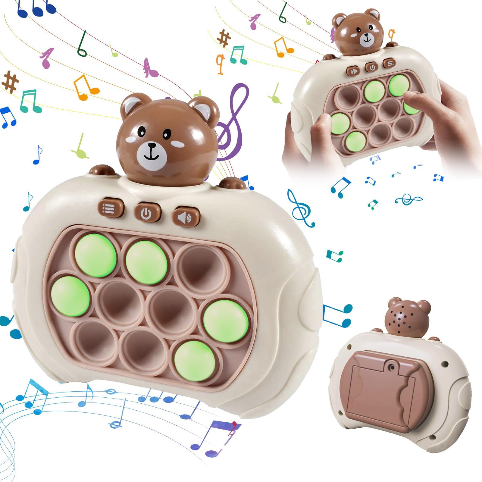 Pop It Electrónico, Popit Electronico Juego Consola, 4 Modos, Speed Push Game Fidget Toys, Quick Push Bubble Game, para Niños de 3 a 12 Años (Marrón)