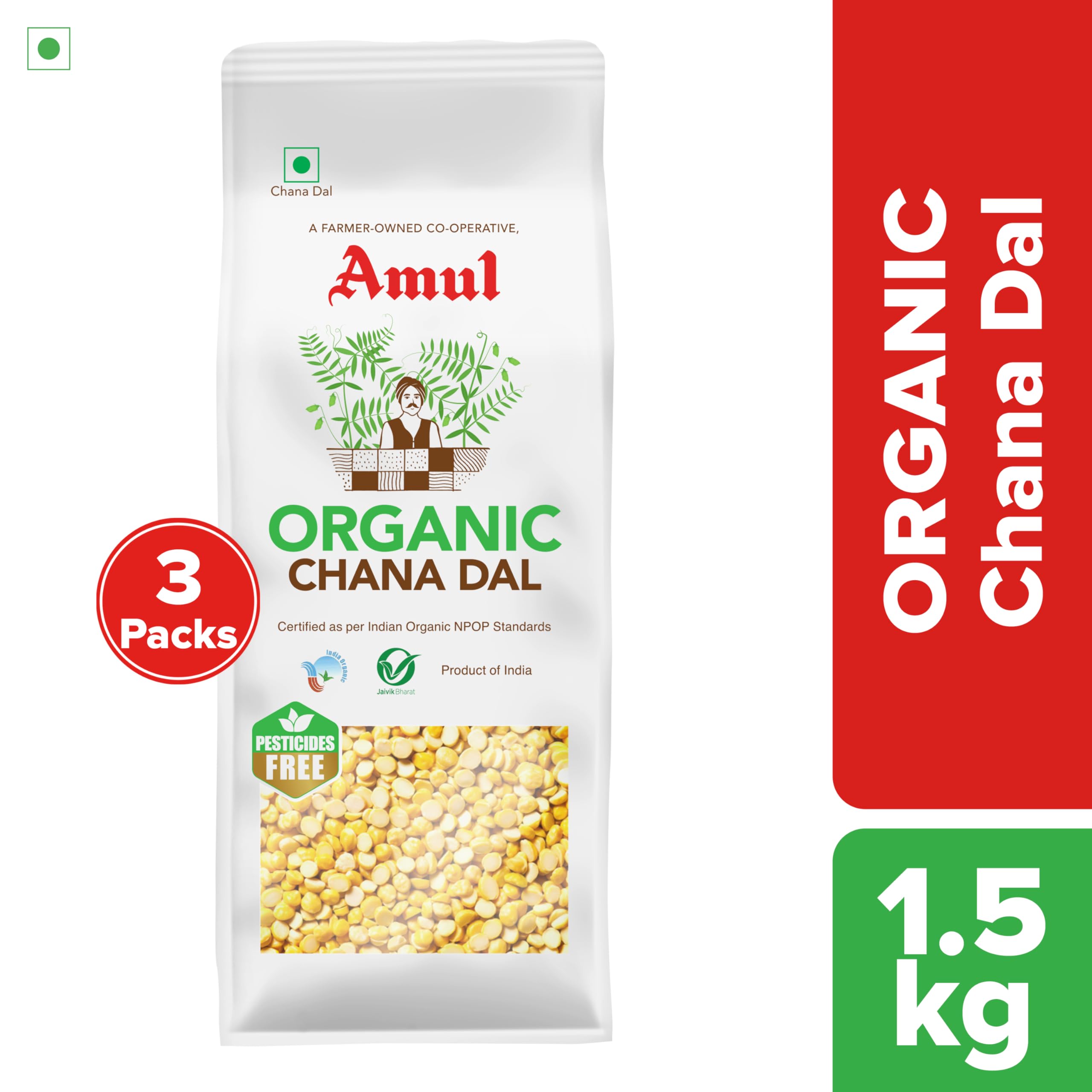 Amul Organic Chana Dal Bag, 500 g - Image 2 thumbnail