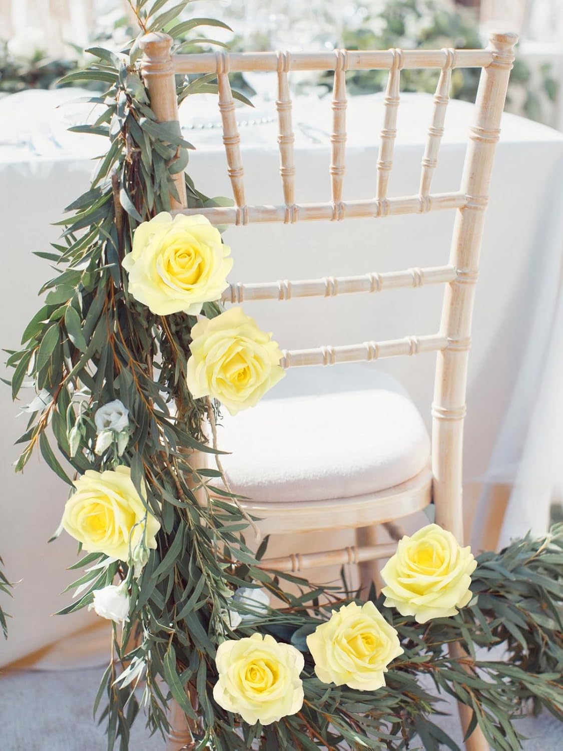 Real Touch Yellow Roses Artificial Flowers 3Pcs Latex Faux Roses Flowers with Long Stem 25” Lifelike Fake Roses for DIY Wedding Bouquet Table Centerpiece Home Party Decorations (Light Yellow) - Image 8