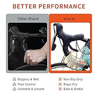 Vista 4 de Skwiki - Cinta de manillar de bicicleta de carretera, piel sintética adherente, agarre, alto rebote, transpirable, estructura multicapa (naranja)