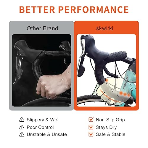 Miniatura 4 de Skwiki - Cinta de barra para manija de bicicleta de carretera piel sintética adherente pegajosa agarre de alto rebote transpirable estructura