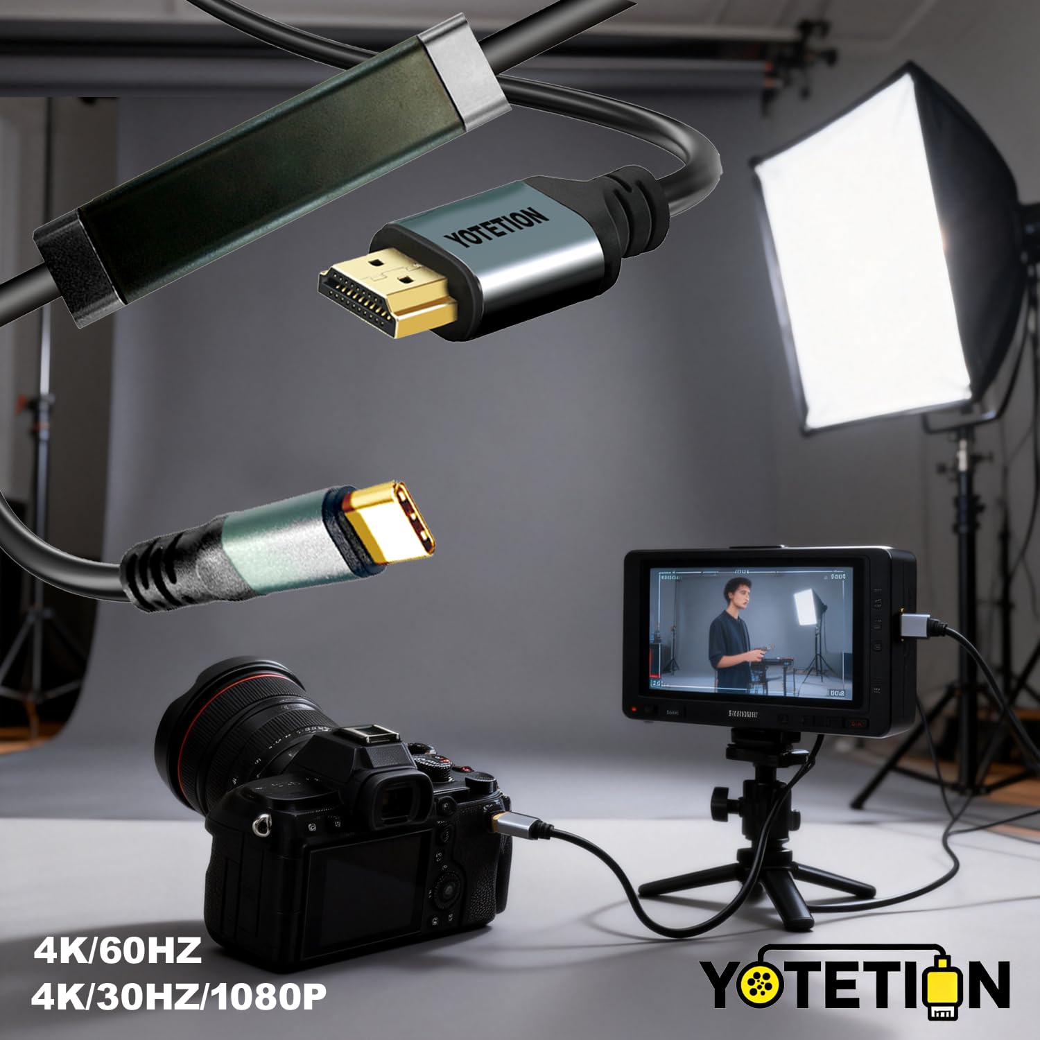 Cable USB C a HDMI de 40 pies, 4K60HZ, 1080P, cable largo tipo C a HDMI, USB C (fuente) compatible con iPhone 15-16-17, MacBook Pro/Air, iPad, Mac Mini, Galaxy, XPS, HDMI (pantalla) compatible con TV