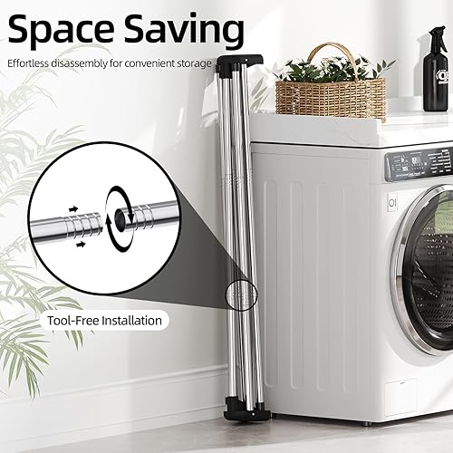 Miniatura 5 de APEXCHASER Tendedero plegable para ropa, estante de secado de ropa de acero inoxidable plegable, colgador de ropa para suéter, ropa de bebé, toalla