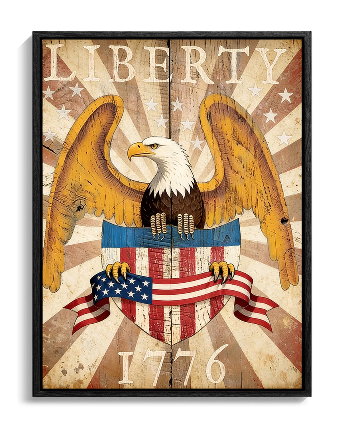 American Flag Framed Canvas Wall Art, 4th of July Canvas Prints
