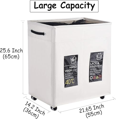 Miniatura 2 de Haundry - Cesta grande plegable para ropa sucia con ruedas, impermeable, capacidad de 22.66 galones (85.8 litros), cesta de almacenamiento