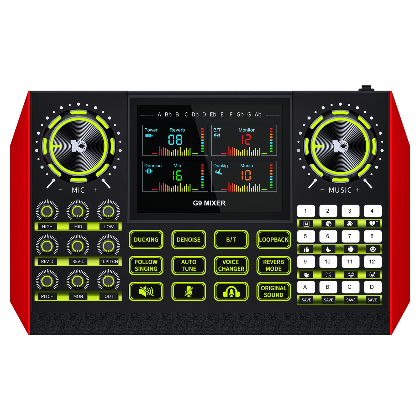 Podcast Equipment Bundle Audio Mixer, Sound Board for Pc/Phone Live Streaming Singing Gaming, Podcast Mixer for 3.5/6.35mm Dynamic Microphone, Voice Changer, Denoise, One Click Mute