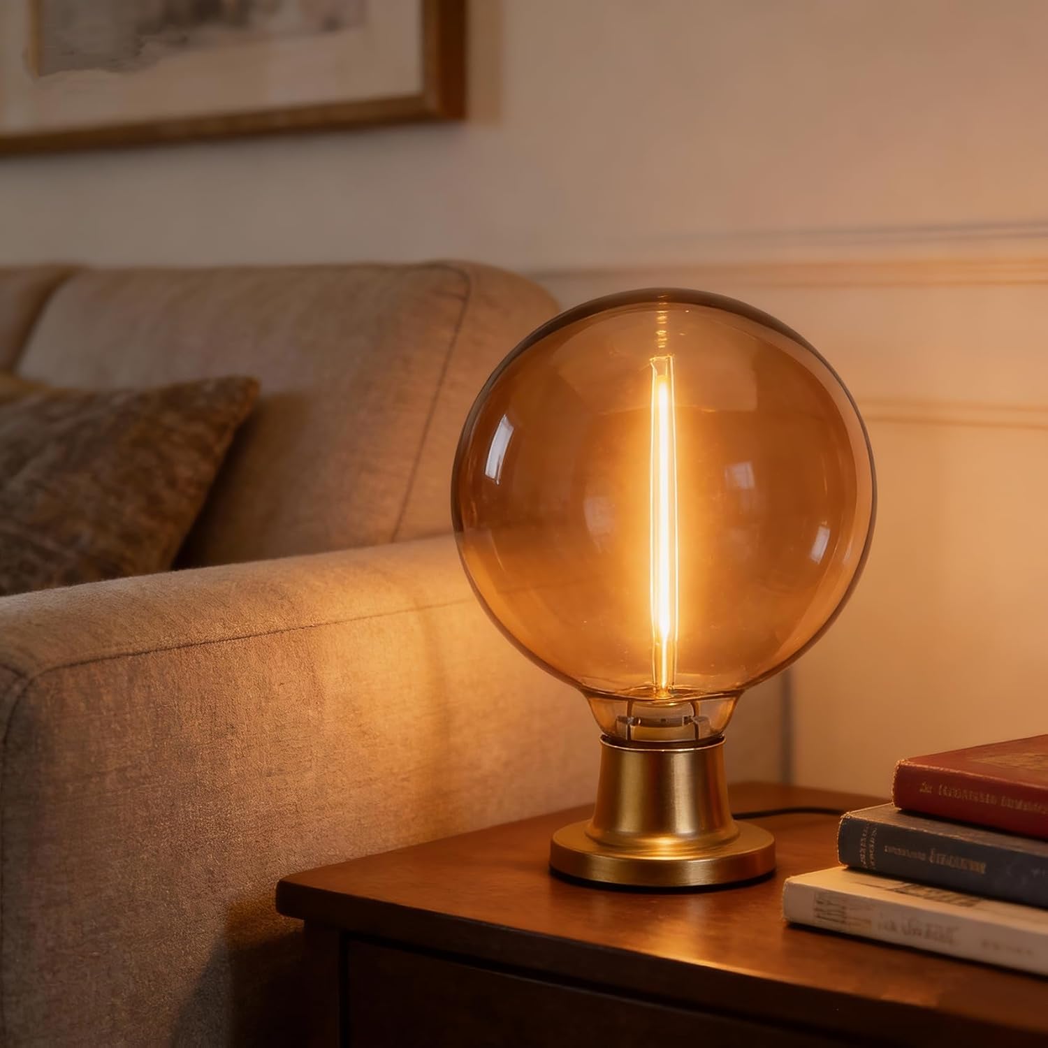 Dimmable Large Globe Light Bulbs, E26 Amber Glass Globe Bulb 2200K Warm White, G30/G95 40 Watt Decorative Oversized Edison Light Bulbs, 1 Pack (Globe)